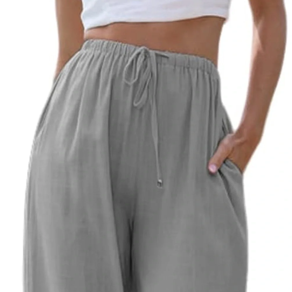Linen & Cotton Wide-Leg Pants. Grey. NWT. Size XL - Picture 2 of 4
